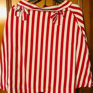 Red and white striped skirt